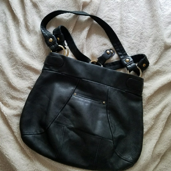 B Makowsky Shoulder Bag Leather with Hardware - Picture 3 of 6